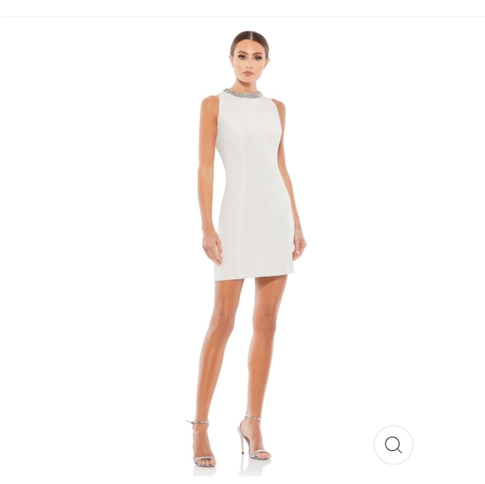 Ieena for Mac Duggal Bejeweled Bodycon Mini Dress Size 8 White